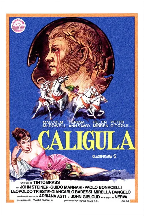 Malcolm McDowell interpreta a Caligula en Calígula
