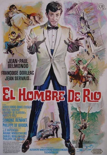 Jean-Paul Belmondo interpreta a Adrien Dufourquet en El hombre de Río