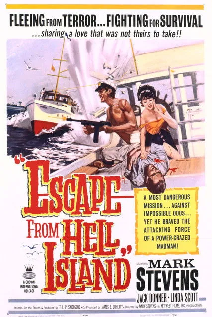 Mark Stevens interpreta a Capt. James en Escape from Hell Island