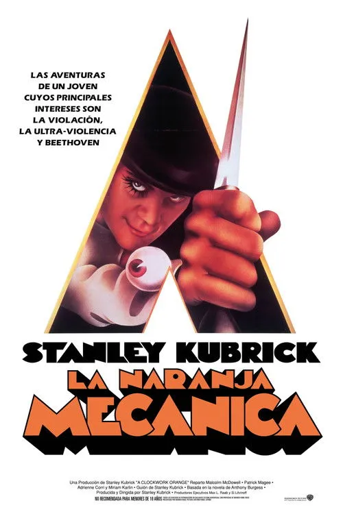 Malcolm McDowell interpreta a Alex en La naranja mecánica
