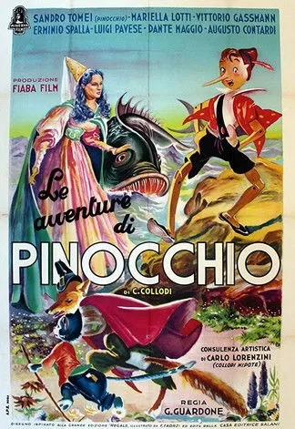 Erminio Spalla interpreta a Feuerfresser / Mangiafuoco en Le avventure di Pinocchio