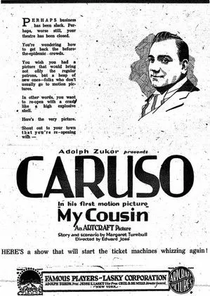 Enrico Caruso interpreta a Tommasso Longo / Cesare Caroli en My Cousin