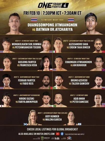 Fabio Reis interpreta a Self en ONE Friday Fights 4: Duangsompong vs. Batman